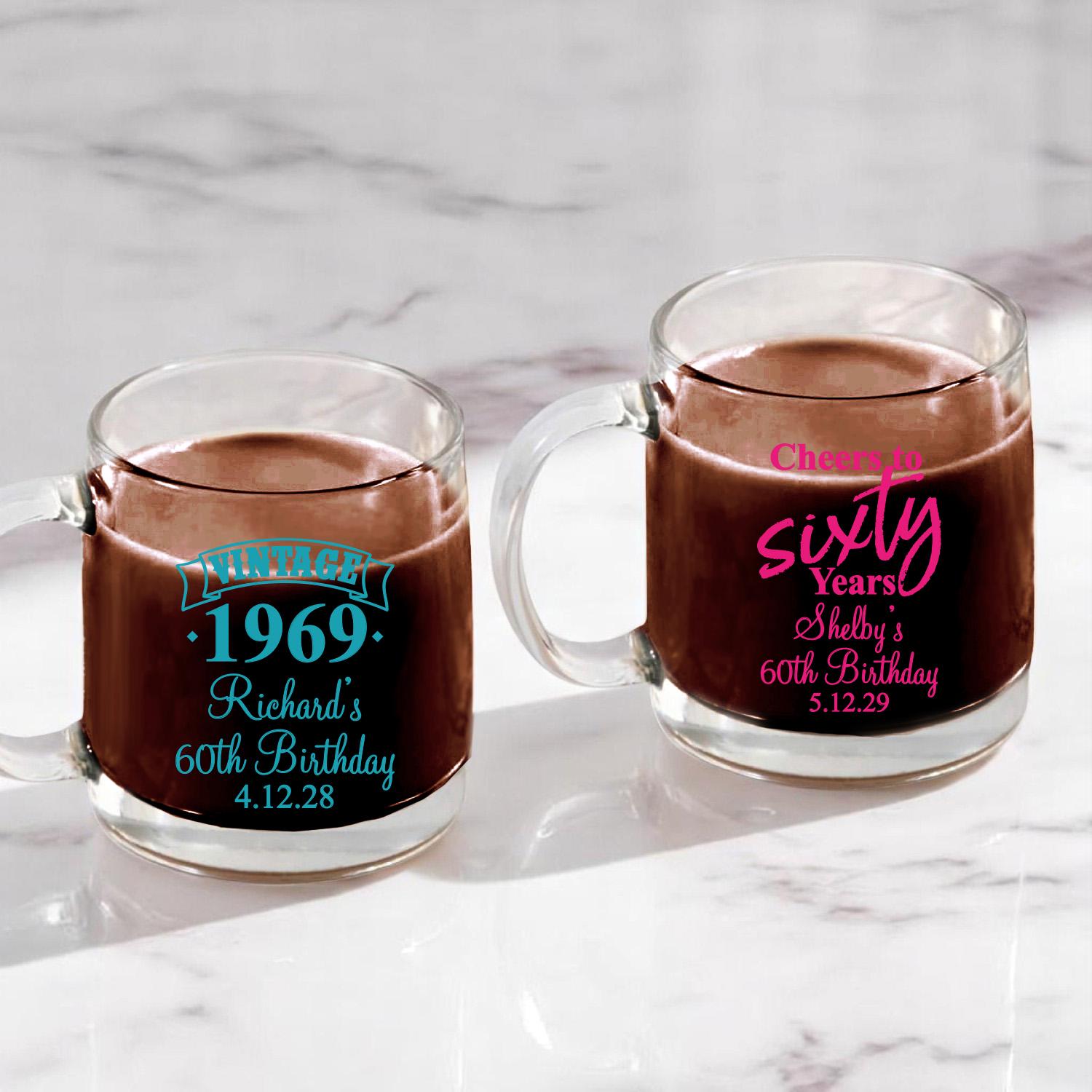 Personalized 60th Birthday Clear Coffee Mug - Set of 18 - Etsy