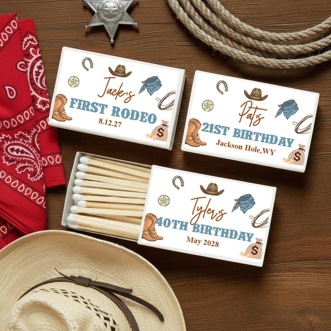Rodeo Personalized Matchboxes, Cowboy Birthday Matches Favors DM133 ...
