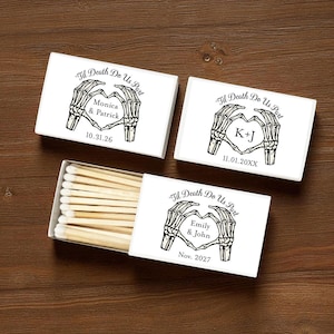 Til Death Do US Part Halloween Personalized Wedding Matchboxes Favors, Halloween Personalized Matches with Stickers DM134 - Set of 50