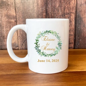 Set of 24 Love Wreath Personalized Coffee Mugs, Wedding Coffee Mug Party Favors, Coffee Mugs Party Favors DM93