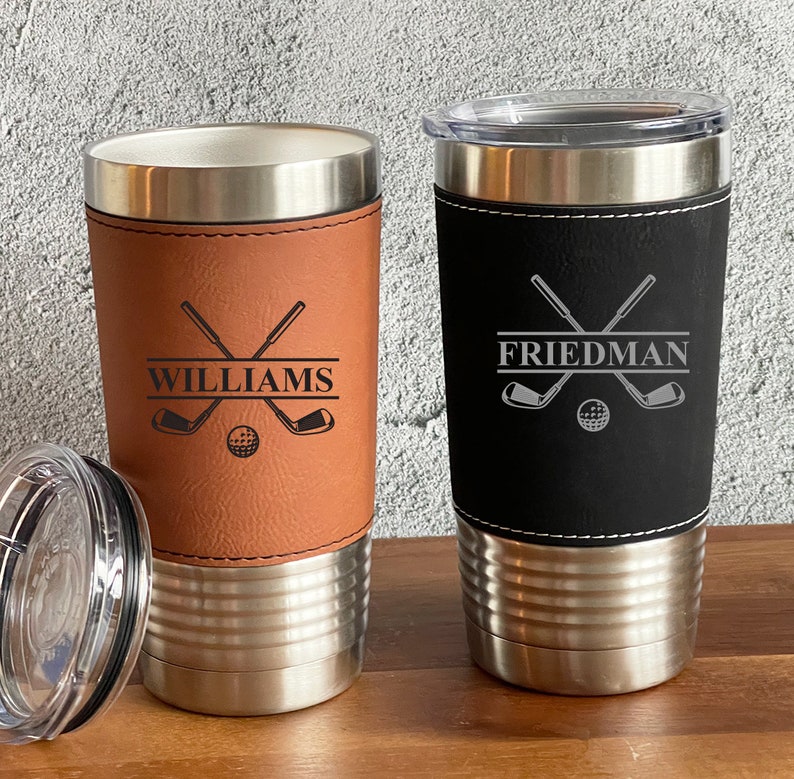 Golf Personalized Leatherette Hot or Cold Drink Tumbler  image 1
