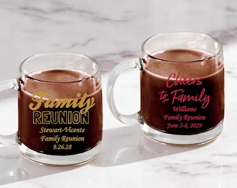 Personalized Family Reunion Clear Coffee Mugs - Set of 18