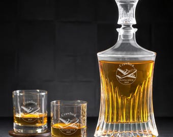 Personalized Aviator Whiskey Decanter Set: Engraved Pilot Gift