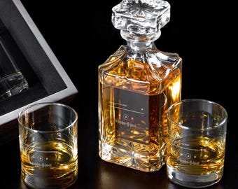 Personalized Music Decanter & Whiskey Glass Set: Etched Glass Gift