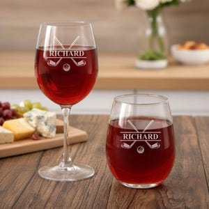 Personalized Golf Wine Glass: Engraved Stemless Gift