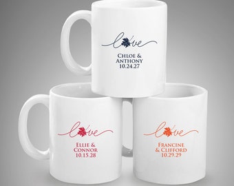 Set of 24 Love Fall Leaf Wedding Personalized Coffee Mug Favors, Coffee Mug, Wedding Favors, Coffee Favors DM22