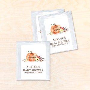 Set of 24 A Little Pumpkin is on the Way Baby Shower Tea Bag Favor with Labels, Baby Shower Personalized Tea Bag DM119
