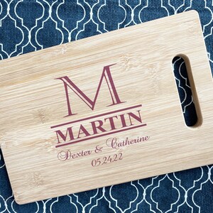 Custom Wood Cutting Board | Personalized Monogram Cutting Board | Wood Colored Monogram Cutting Board Gifts