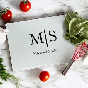 Monogram Personalized  8 x 11 Glass Cutting Board, Personalized and Custom  Cutting Board, Tempered Glass Cutting Board Gifts