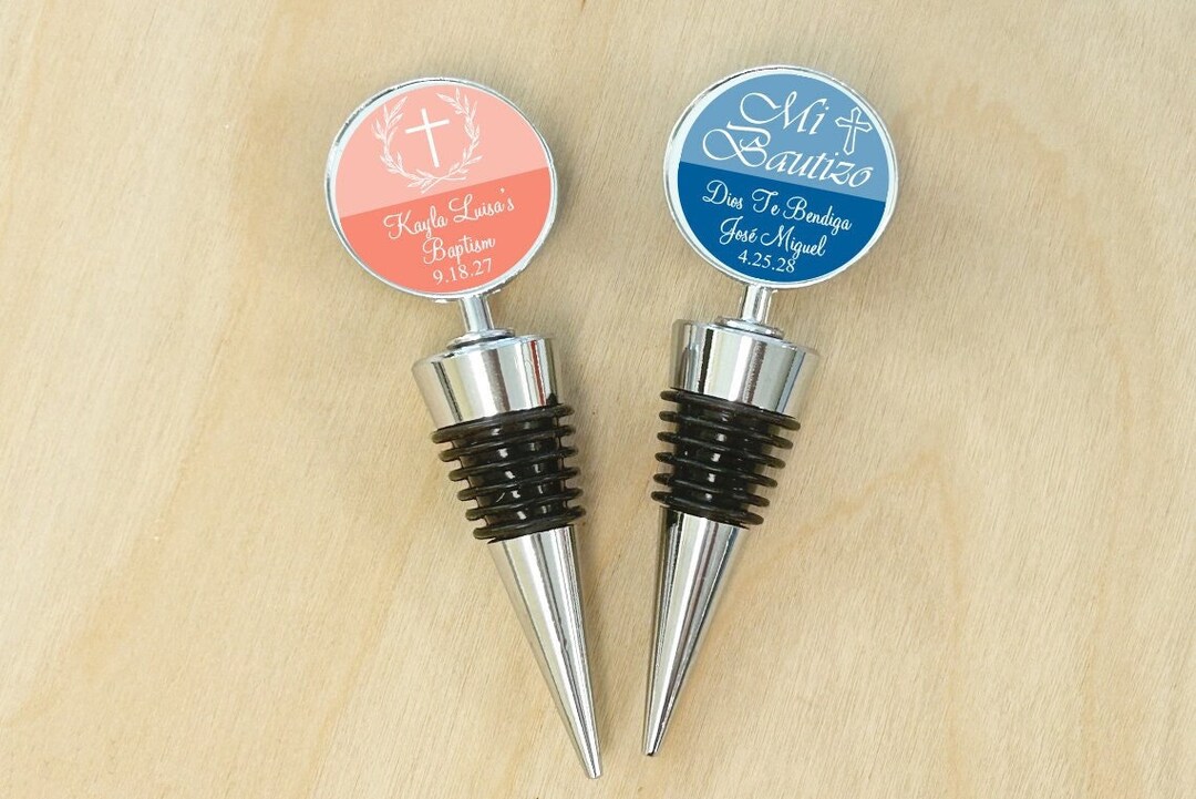 Set of 12 Baptism Personalized Bottle Stopper Christening Etsy