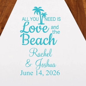 All UYou Need is Love and The Beach Personalized Aisle Runner | DM1-4 | Wedding Ceremony Aisle Runner