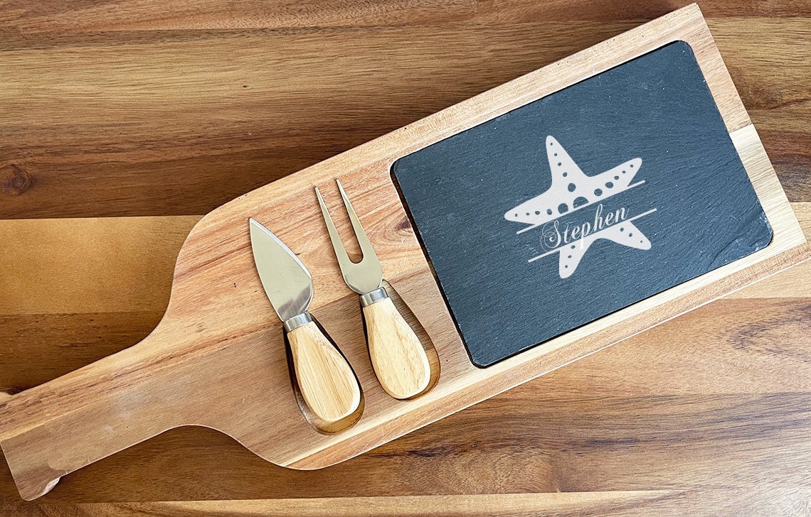Dallas Cowboys - Insignia Acacia and Slate Serving Board with Cheese Tools