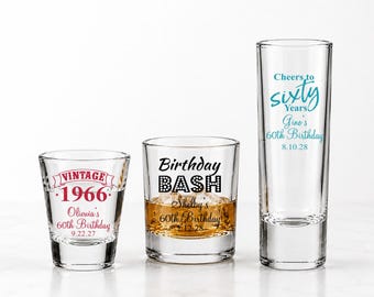 Personalized 60th Birthday Shot Glasses - Set of 24