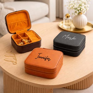 Signature Collection Personalized Small Leather Travel Jewelry Case, Personalized Gifts and Custom Gifts DM122