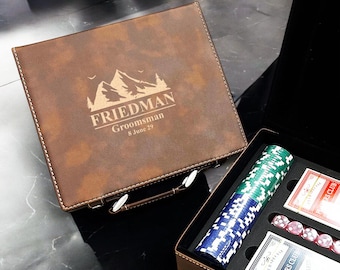Personalized Faux Leather Poker Chip Set: Groomsmen Gift