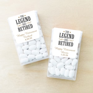 Set of 12 The Legend Has Retired Personalized Tic Tac Candy Favors or Stickers, Retirement Tic Tacs Favors or Labels DM105