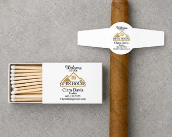 Personalized Cigar Bands or Matches Open House Realtor Gift