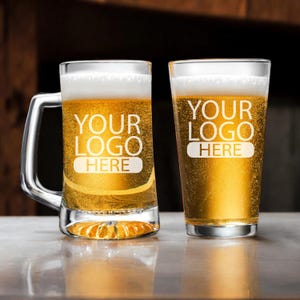 Your Logo or Design Beer Glass Gifts, Corporate Personalized Pint Beer Glass, Can Cooler Beer Glass, Pilsner Beer Glass, Beer Mug Gifts