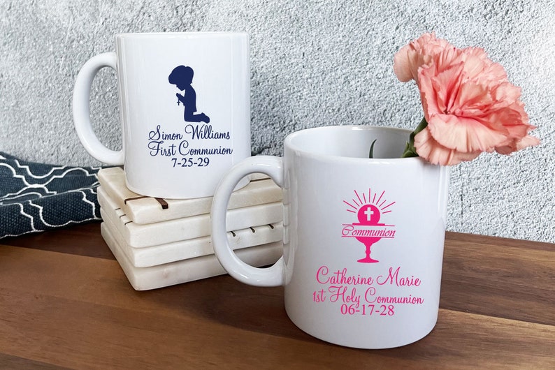 Set of 24 | First Communion Personalized Coffee Mugs Favors | Coffee Mugs Favors | Religious Favors | DM76 | Party Favors shops
