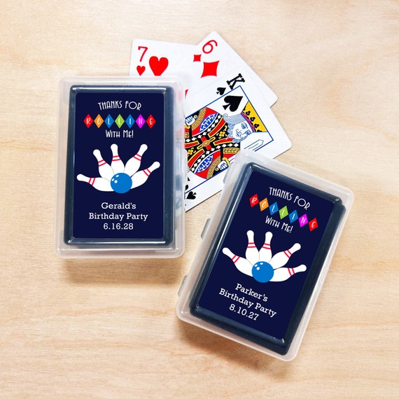 Personalized Bowling Birthday Playing Card Favors - Set of 10