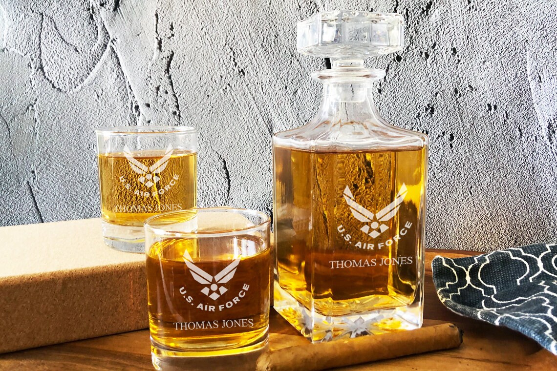 US Air Force Personalized Classic Decanter or Whiskey Rock Glass | Ro…