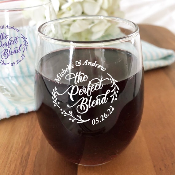 Personalized 15 oz. Stemless Wine Glass - Party Favors, Wedding, Baby