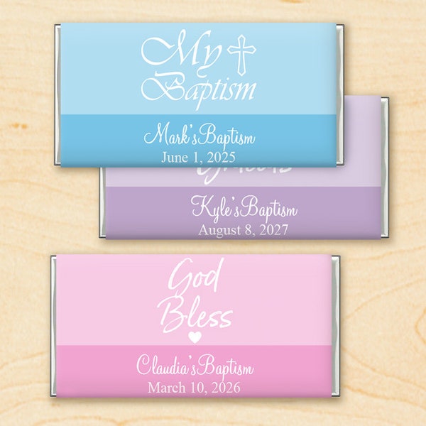 Set of 12 Baptism Custom Christening Personalized Silver Foil Hershey Chocolate Bars Favors Christening Personalized Hershey Bars Favors DM5
