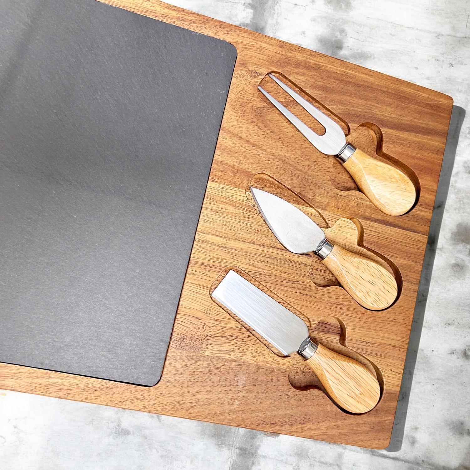 Personalized Slate & Acacia Wood Cheese Board: Custom Charcuterie Board ...