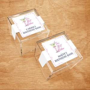 Set of 10 A Tini Bit Older Personalized Clear Acrylic Square Favor Boxes, Birthday Square Plastic Favor Boxes DM217