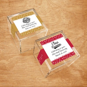 Set of 10 Class Reunion Favors, Personalized Class Reunion Clear Acrylic Favor Boxes, Class Reunion School Clear Acrylic Square Boxes DM568