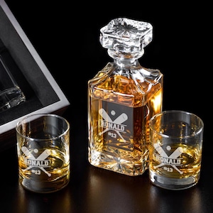 Baseball Gifts Personalized Classic Decanter or Whiskey Rock Glass, Etched Glass, Unique Baseball Gifts, Baseball Fan Gifts DM166