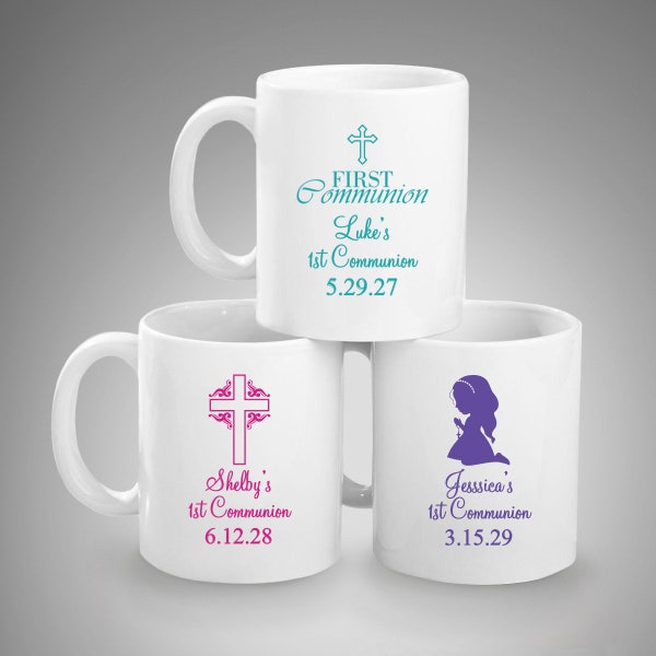 Set of 24 First Communion Personalized Coffee Mugs Favors, Coffee Mugs Favors, Religious Favors DM76