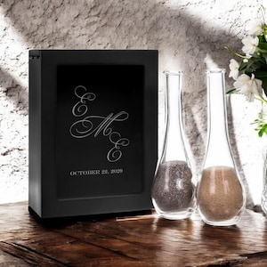 Wedding Couples Initials Engraved Unity Sand Ceremony Shadow Box Wedding Set (3-piece)