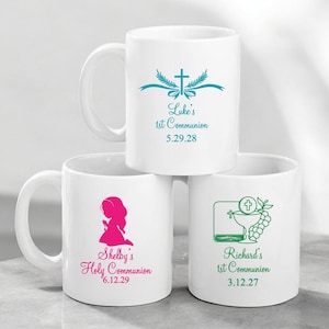 Set of 12 First Communion Personalized Coffee Mugs Favors, Coffee Mugs Favors, Religious Favors DM76