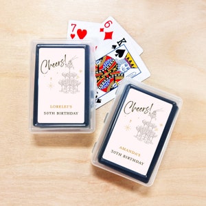 Birthday Bridal Shower Favors, Set of 10 Cheers Champagne Tower Personalized Playing Cards Party Favors, Playing Cards Favors DM148