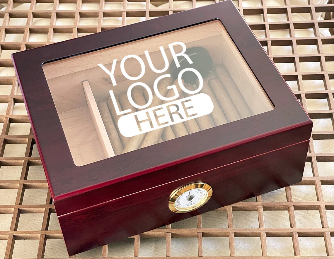 Your Text Image or Logo Personalized Engraved Cigar Humidor 50 Etsy