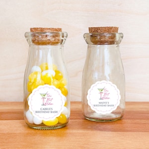 Birthday Bash Favors, Set of 12 A Tini Bit Older Personalized Vintage Milk Bottle Favor Jar, Birthday Milk Bottle Favors DM217