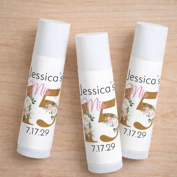 Personalized Quinceañera Lip Balm Favors - Set of 12