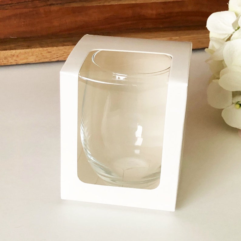 Set of 6 White 9 Ounce Glass Wine Box Box only Wedding Etsy