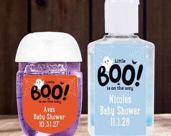 Little Boo Halloween Baby Shower Personalized Labels  for Sanitizers, Halloween Baby Shower Favor Labels, Labels Only DM126 - Set of 18