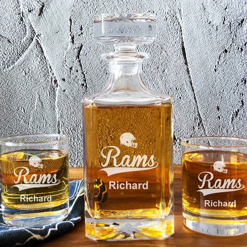 Football Personalized Classic Decanter or Whiskey Rock Glass Etsy