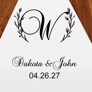 Initial Wreath Personalized Aisle Runner | DM213-C | Personalized Wedding Ceremony Aisle Runner