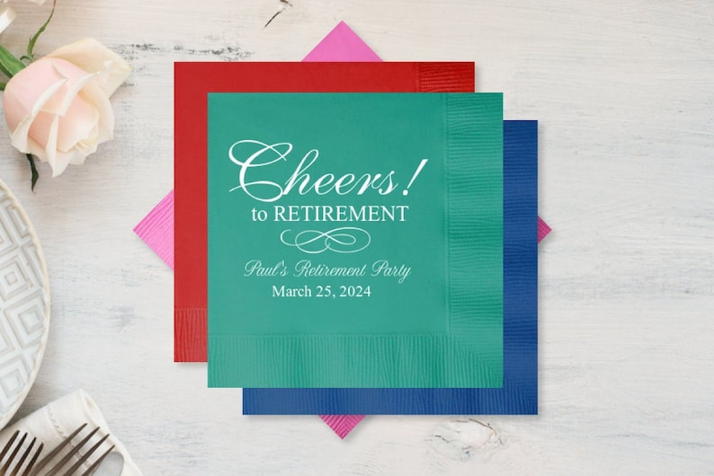 Cheers to Retirement Personalized Cocktail Napkins Etsy