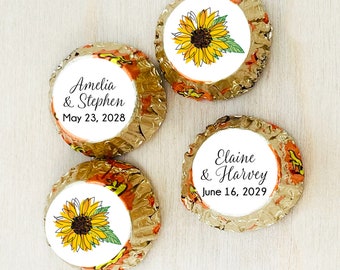 Set of 100 Sunflower Personalized Labels for Reese Peanut Butter Favors, Reese Labels Only Party Favors DM88