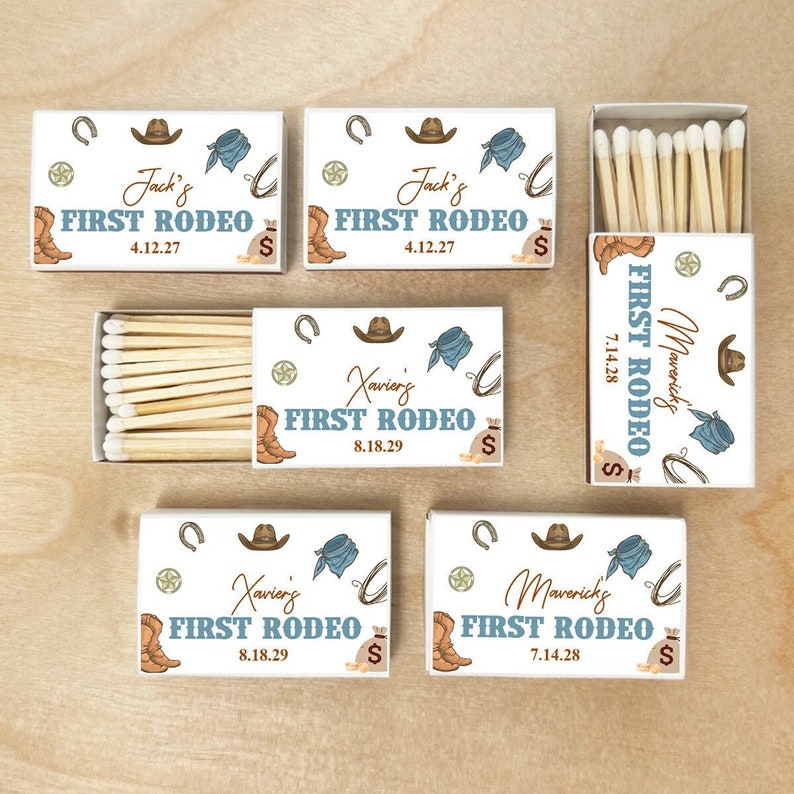 Rodeo Personalized Matchboxes, Cowboy Birthday Matches Favors DM133 ...