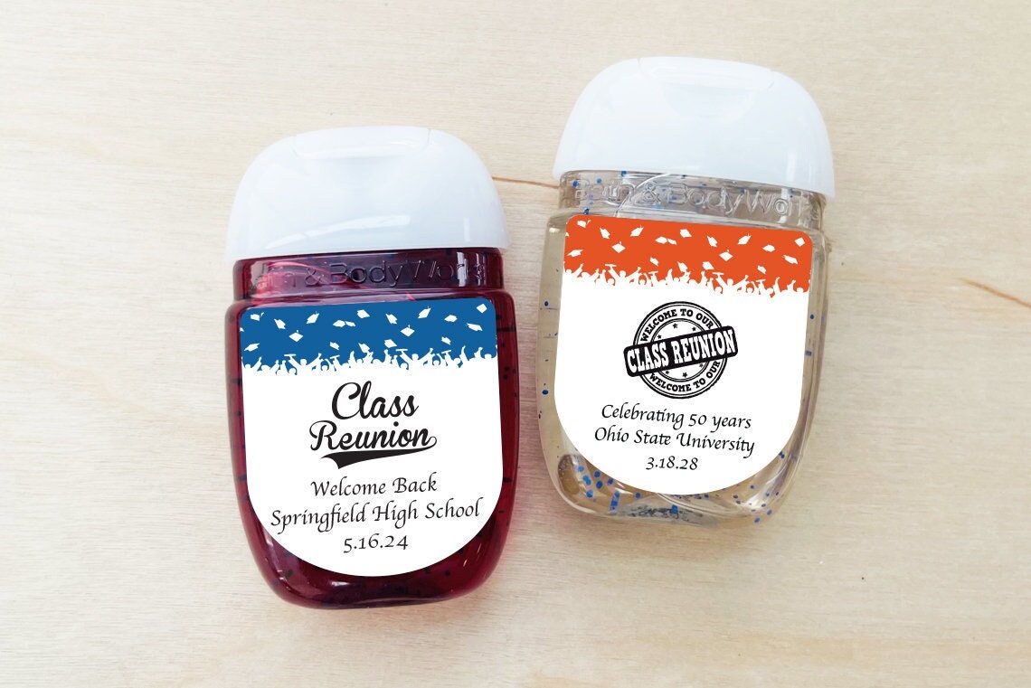 Class Reunion Personalized Sanitizer Labels Only, High School College ...