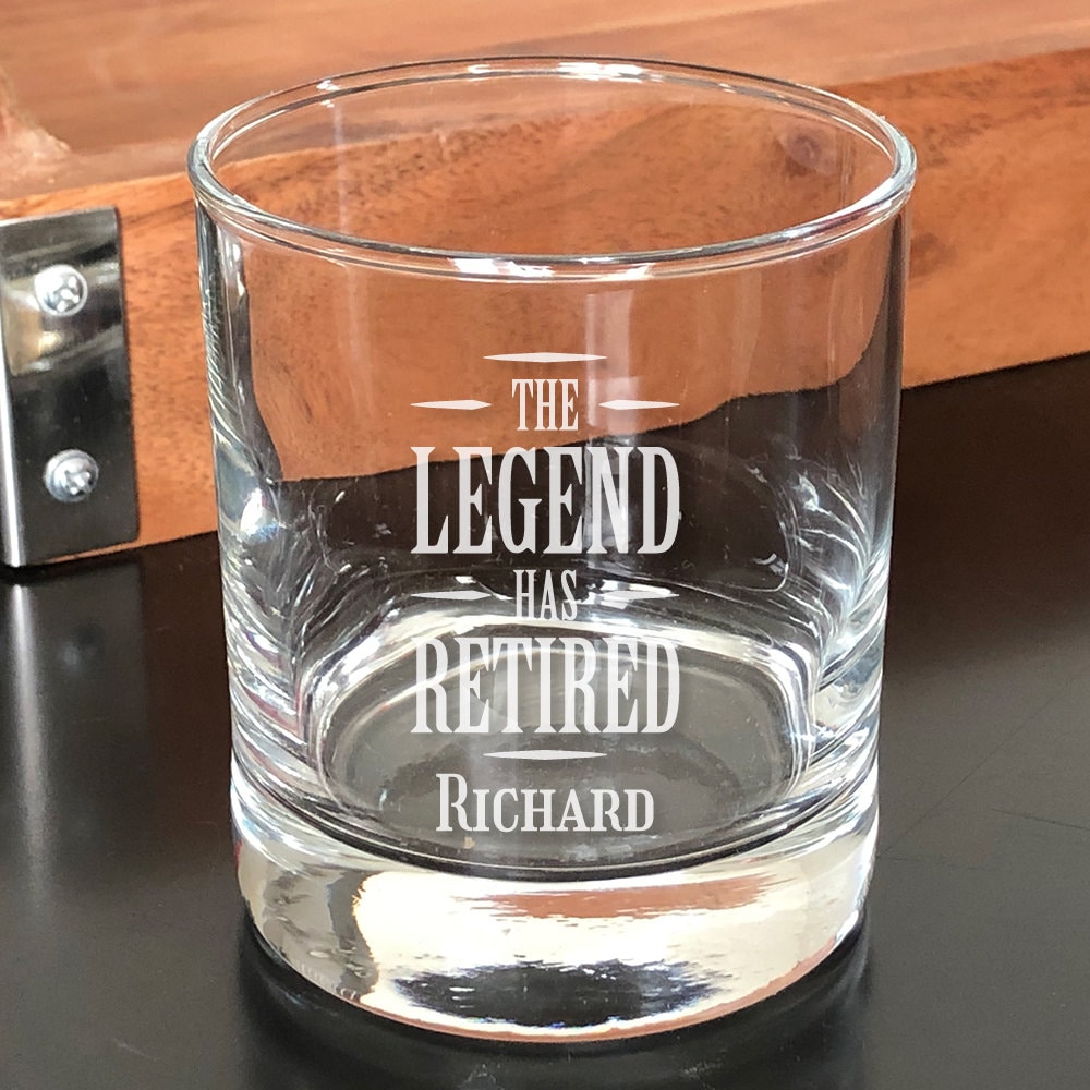 Personalized The Legend Has Retired Whiskey Rock Glass Rock | Etsy