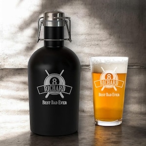 Billiards Personalized 60 oz Beer Growler Gifts, Billiard Gifts, Pool Player Gifts DM64-L8