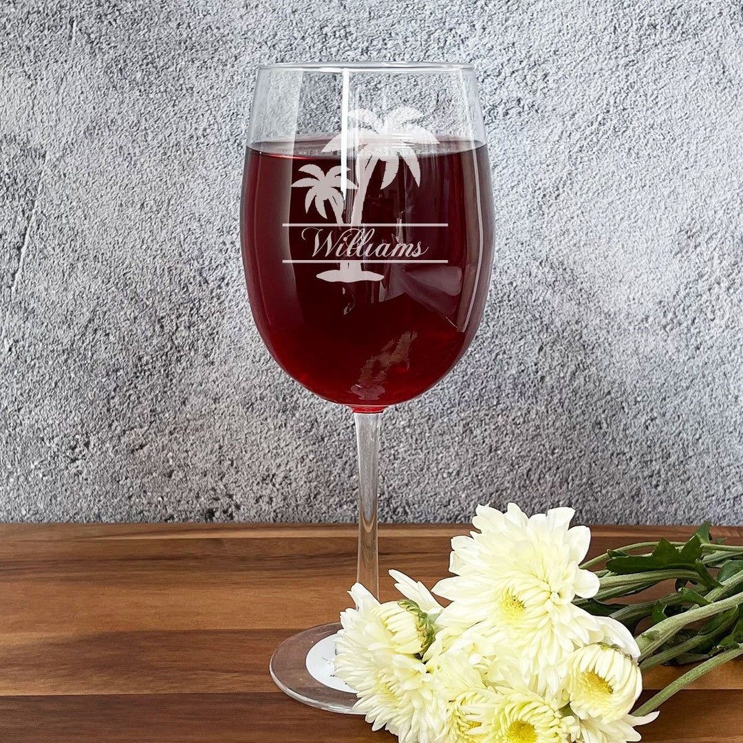 Palm Tree Custom 18 Oz Wine Glass Wine Lovers Gifts Etsy