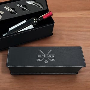 Golf Personalized Leather Wine Gift Box, Golfer Gifts DM54
